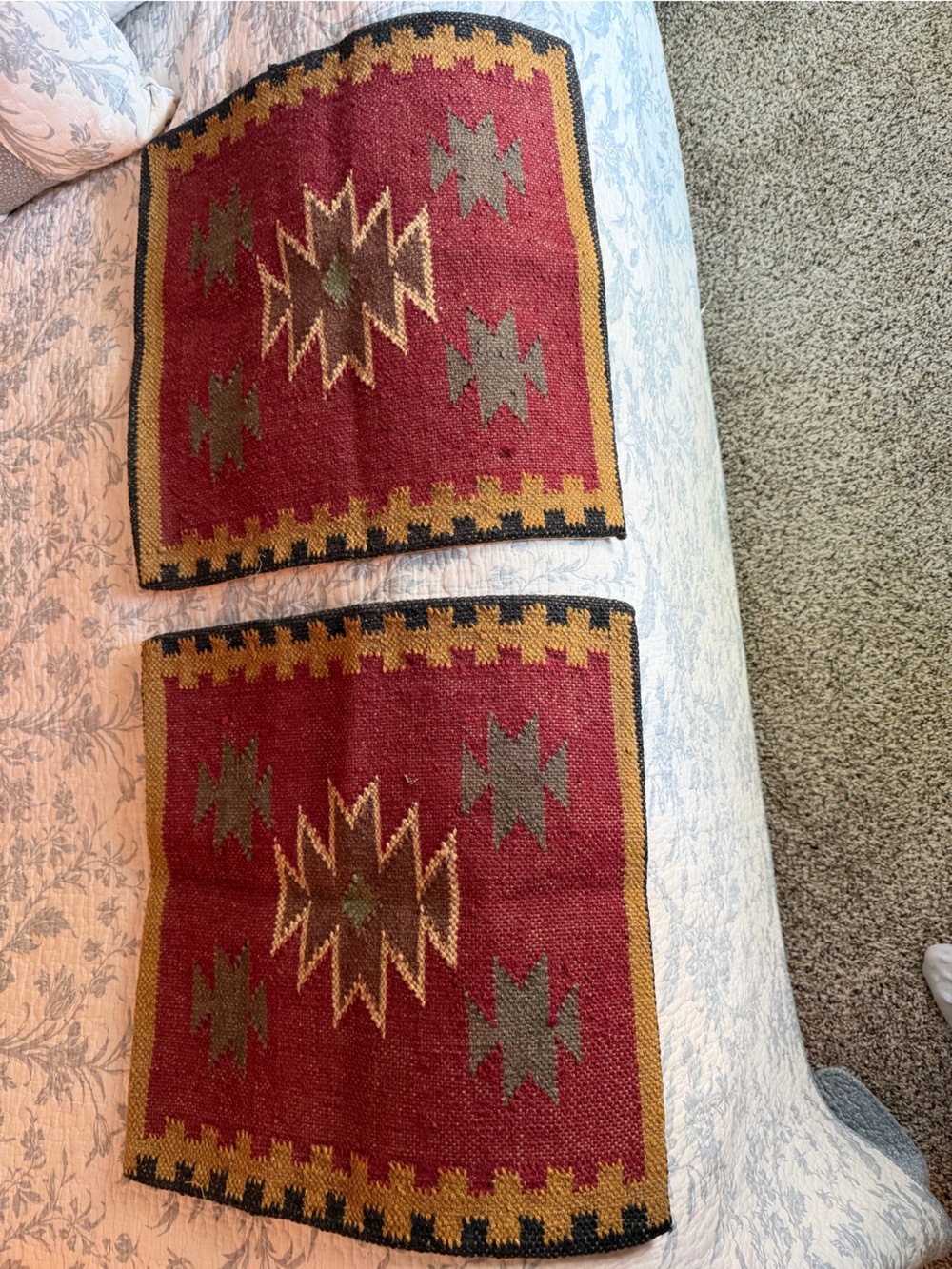 Southwestern-Style Red Kilim Geometric Accent Pillow Covers - Set of 2